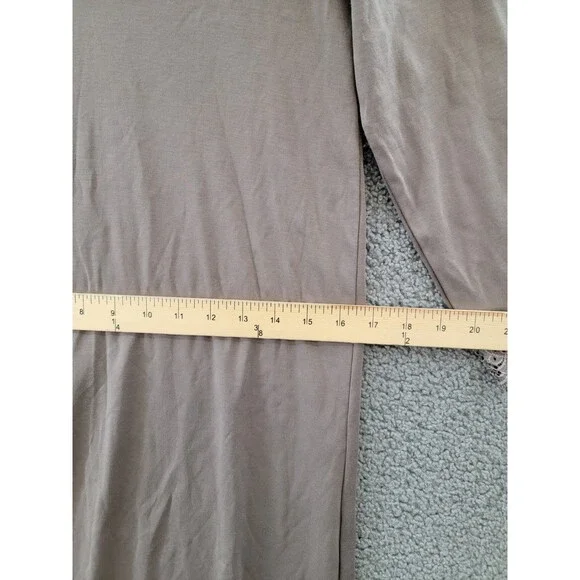 Hanro Moments Lace trim Nightgown Women's XS/2-4 Stonewash V-Neck Quarter Sleeve